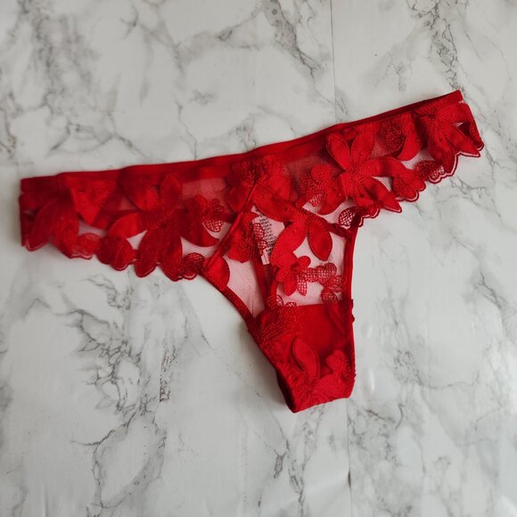 VICTORIA'S SECRET VERY SEXY ZIGGY GLAM FLORAL EMBROIDERY THONG PANTY - Picture 2 of 8